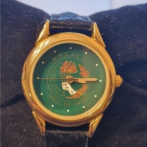 N.W.A.A.C.C. Hall of Fame Goldtone/Green Leather Women's Watch